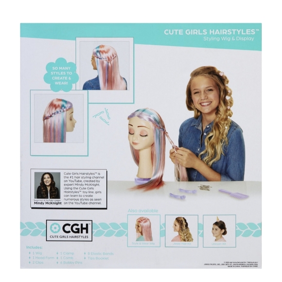CGH Cute Girls Hairstyles! Wig with Styling Head Straight Multi-color Hair NWT - Picture 4 of 9